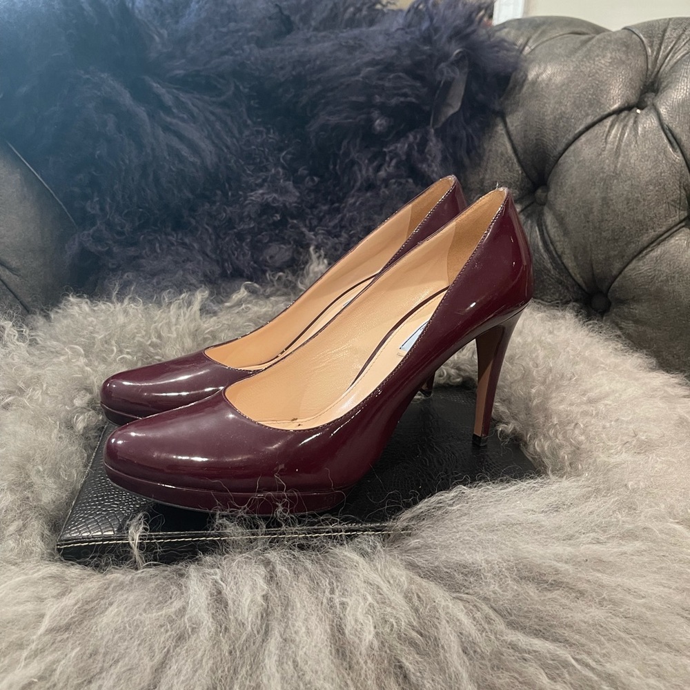 Burgundy Patent Leather Prada Heel